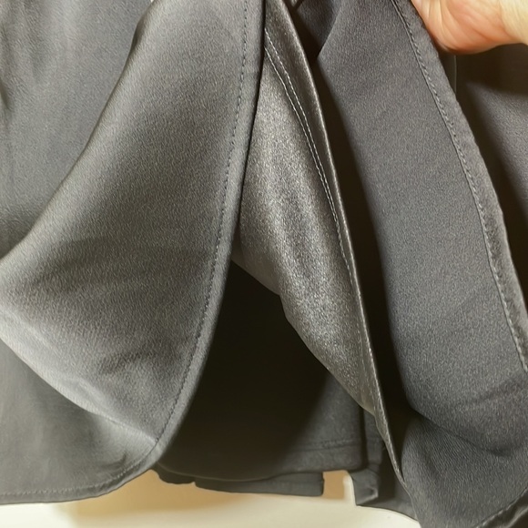 NWT. DKNY 12 V Neck Short Sleeve Fit & Flare Black Satin Dress. - Picture 10 of 16